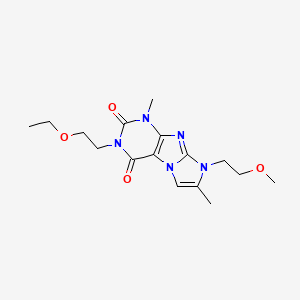 molecular formula C16H23N5O4 B2429185 3-(2-ethoxyethyl)-8-(2-methoxyethyl)-1,7-dimethyl-1H-imidazo[2,1-f]purine-2,4(3H,8H)-dione CAS No. 887465-50-1