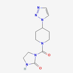 molecular formula C11H16N6O2 B2429191 1-(4-(1H-1,2,3-三唑-1-基)哌啶-1-羰基)咪唑烷-2-酮 CAS No. 2310222-27-4