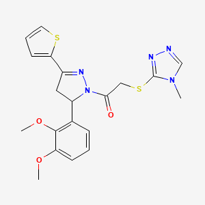 1-[3-(2,3-Dimethoxyphenyl)-5-thiophen-2-yl-3,4-dihydropyrazol-2-yl]-2-[(4-methyl-1,2,4-triazol-3-yl)sulfanyl]ethanone