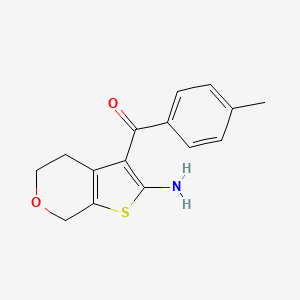 molecular formula C15H15NO2S B2429207 3-(4-甲基苯甲酰基)-4H,5H,7H-噻吩并[2,3-c]吡喃-2-胺 CAS No. 1256257-07-4