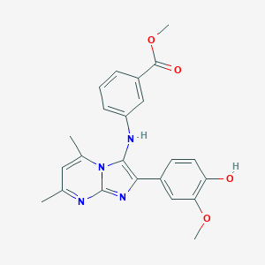 molecular formula C23H22N4O4 B242921 Methyl 3-{[2-(4-hydroxy-3-methoxyphenyl)-5,7-dimethylimidazo[1,2-a]pyrimidin-3-yl]amino}benzoate 