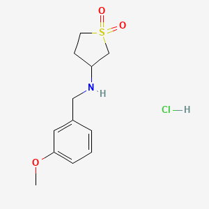 molecular formula C12H18ClNO3S B2429216 3-{[(3-Methoxyphenyl)methyl]amino}-1$l^{6}-thiolane-1,1-dione hydrochloride CAS No. 1225596-68-8