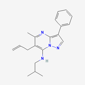 molecular formula C20H24N4 B2429220 5-methyl-N-(2-methylpropyl)-3-phenyl-6-(prop-2-en-1-yl)pyrazolo[1,5-a]pyrimidin-7-amine CAS No. 890619-66-6