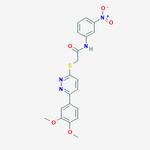 molecular formula C20H18N4O5S B2429229 2-((6-(3,4-二甲氧苯基)嘧啶-3-基)硫代)-N-(3-硝基苯基)乙酰胺 CAS No. 872688-85-2