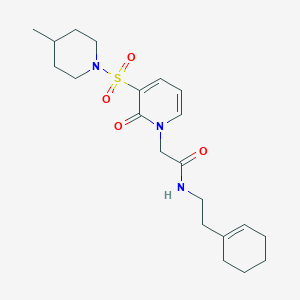 molecular formula C21H31N3O4S B2429234 N-(2-(cyclohex-1-en-1-yl)ethyl)-2-(3-((4-methylpiperidin-1-yl)sulfonyl)-2-oxopyridin-1(2H)-yl)acetamide CAS No. 1251681-07-8