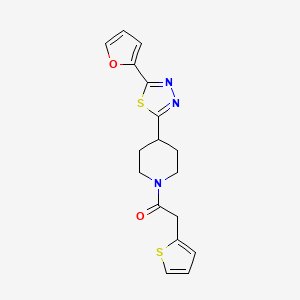 molecular formula C17H17N3O2S2 B2429236 1-(4-(5-(Furan-2-yl)-1,3,4-thiadiazol-2-yl)piperidin-1-yl)-2-(thiophen-2-yl)ethanone CAS No. 1226454-42-7