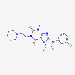 molecular formula C23H27ClN6O2 B2429242 6-(3-Chlorophenyl)-4,7,8-trimethyl-2-(2-piperidin-1-ylethyl)purino[7,8-a]imidazole-1,3-dione CAS No. 896839-28-4