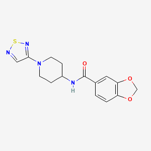 molecular formula C15H16N4O3S B2429243 N-(1-(1,2,5-thiadiazol-3-yl)piperidin-4-yl)benzo[d][1,3]dioxole-5-carboxamide CAS No. 2034378-67-9