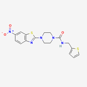 molecular formula C17H17N5O3S2 B2429250 4-(6-nitrobenzo[d]thiazol-2-yl)-N-(thiophen-2-ylmethyl)piperazine-1-carboxamide CAS No. 1210539-22-2