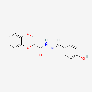 (E)-N'-(4-hydroxybenzylidene)-2,3-dihydrobenzo[b][1,4]dioxine-2-carbohydrazide