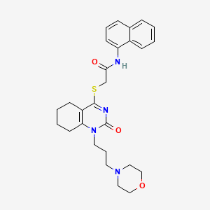 2-((1-(3-morpholinopropyl)-2-oxo-1,2,5,6,7,8-hexahydroquinazolin-4-yl)thio)-N-(naphthalen-1-yl)acetamide