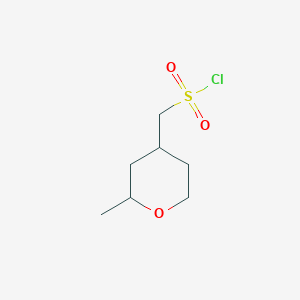molecular formula C7H13ClO3S B2429263 (2-甲基四氢-2H-吡喃-4-基)甲磺酰氯 CAS No. 2126178-82-1