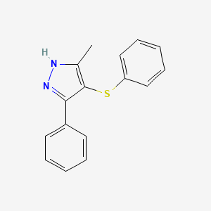 molecular formula C16H14N2S B2429273 3-甲基-5-苯基-4-(苯硫基)-1H-吡唑 CAS No. 394236-45-4