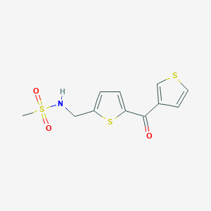 molecular formula C11H11NO3S3 B2429278 N-((5-(thiophene-3-carbonyl)thiophen-2-yl)methyl)methanesulfonamide CAS No. 1797299-58-1