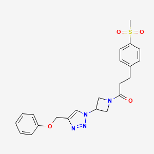 molecular formula C22H24N4O4S B2429286 3-(4-(methylsulfonyl)phenyl)-1-(3-(4-(phenoxymethyl)-1H-1,2,3-triazol-1-yl)azetidin-1-yl)propan-1-one CAS No. 2034340-50-4
