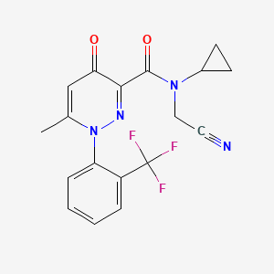 molecular formula C18H15F3N4O2 B2429289 N-(cyanomethyl)-N-cyclopropyl-6-methyl-4-oxo-1-[2-(trifluoromethyl)phenyl]pyridazine-3-carboxamide CAS No. 1333742-92-9