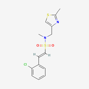molecular formula C14H15ClN2O2S2 B2429294 (E)-2-(2-chlorophenyl)-N-methyl-N-[(2-methyl-1,3-thiazol-4-yl)methyl]ethenesulfonamide CAS No. 1312000-97-7