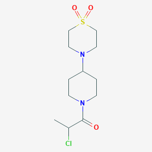 molecular formula C12H21ClN2O3S B2429297 2-Chloro-1-[4-(1,1-dioxo-1,4-thiazinan-4-yl)piperidin-1-yl]propan-1-one CAS No. 2411297-07-7