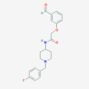 molecular formula C21H23FN2O3 B2429311 N-[1-[(4-Fluorophenyl)methyl]piperidin-4-yl]-2-(3-formylphenoxy)acetamide CAS No. 2249076-64-8