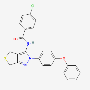 molecular formula C24H18ClN3O2S B2429315 4-chloro-N-(2-(4-phenoxyphenyl)-4,6-dihydro-2H-thieno[3,4-c]pyrazol-3-yl)benzamide CAS No. 396719-98-5