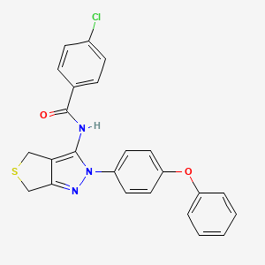 molecular formula C24H18ClN3O2S B2429315 4-クロロ-N-(2-(4-フェノキシフェニル)-4,6-ジヒドロ-2H-チエノ[3,4-c]ピラゾール-3-イル)ベンザミド CAS No. 396719-98-5