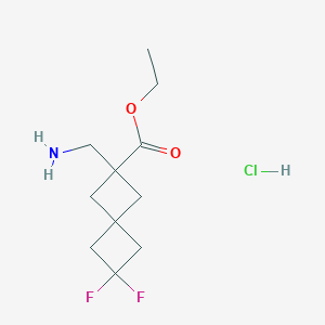 molecular formula C11H18ClF2NO2 B2429330 Ethyl 6-(aminomethyl)-2,2-difluorospiro[3.3]heptane-6-carboxylate;hydrochloride CAS No. 2309447-18-3