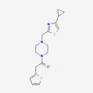 molecular formula C17H21N3OS2 B2429331 1-(4-((4-环丙基噻唑-2-基)甲基)哌嗪-1-基)-2-(噻吩-2-基)乙酮 CAS No. 1105233-40-6