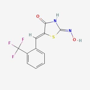 molecular formula C11H7F3N2O2S B2429334 (5Z)-2-(hydroxyamino)-5-{[2-(trifluoromethyl)phenyl]methylidene}-4,5-dihydro-1,3-thiazol-4-one CAS No. 866040-89-3