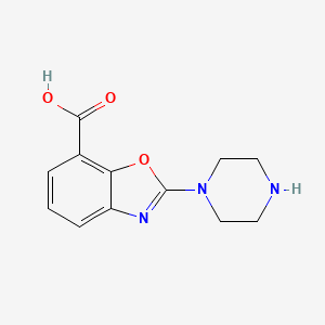 molecular formula C12H13N3O3 B2429335 2-哌嗪-1-基-1,3-苯并恶唑-7-羧酸 CAS No. 2375271-28-4
