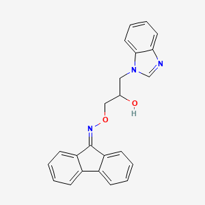 molecular formula C23H19N3O2 B2429337 1-(1H-benzimidazol-1-yl)-3-[(9H-fluoren-9-ylideneamino)oxy]propan-2-ol CAS No. 881941-86-2