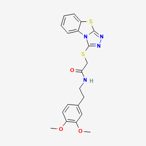 molecular formula C20H20N4O3S2 B2429338 2-(benzo[4,5]thiazolo[2,3-c][1,2,4]triazol-3-ylthio)-N-(3,4-dimethoxyphenethyl)acetamide CAS No. 315678-90-1