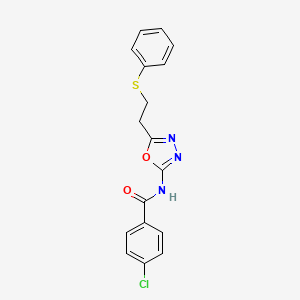 molecular formula C17H14ClN3O2S B2429352 4-氯-N-(5-(2-(苯硫基)乙基)-1,3,4-恶二唑-2-基)苯甲酰胺 CAS No. 923480-32-4