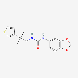 molecular formula C16H18N2O3S B2429353 1-(苯并[d][1,3]二氧杂环-5-基)-3-(2-甲基-2-(噻吩-3-基)丙基)脲 CAS No. 2320724-33-0