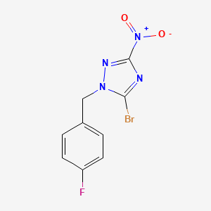 molecular formula C9H6BrFN4O2 B2429354 5-溴-1-(4-氟苄基)-3-硝基-1H-1,2,4-三唑 CAS No. 919425-68-6