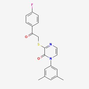 molecular formula C20H17FN2O2S B2429370 1-(3,5-Dimethylphenyl)-3-[2-(4-fluorophenyl)-2-oxoethyl]sulfanylpyrazin-2-one CAS No. 895106-85-1