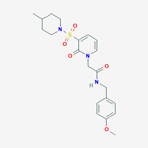 molecular formula C21H27N3O5S B2429372 N-(4-methoxybenzyl)-2-(3-((4-methylpiperidin-1-yl)sulfonyl)-2-oxopyridin-1(2H)-yl)acetamide CAS No. 1251616-32-6