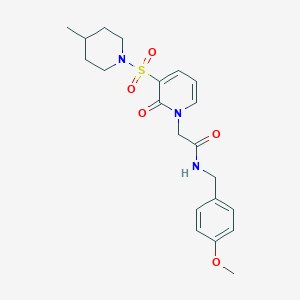 molecular formula C21H27N3O5S B2429372 N-(4-甲氧基苯甲基)-2-(3-((4-甲基哌嗪-1-基)磺酰基)-2-氧代吡啶-1(2H)-基)乙酰胺 CAS No. 1251616-32-6