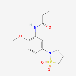 molecular formula C13H18N2O4S B2429374 N-(5-(1,1-dioxidoisothiazolidin-2-yl)-2-methoxyphenyl)propionamide CAS No. 941975-38-8