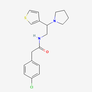 molecular formula C18H21ClN2OS B2429380 2-(4-chlorophenyl)-N-(2-(pyrrolidin-1-yl)-2-(thiophen-3-yl)ethyl)acetamide CAS No. 946199-29-7