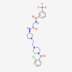 molecular formula C27H31ClF3N5O3 B2429381 (R)-N-(2-(1-(2-(4-(2-chlorobenzoyl)piperazin-1-yl)ethyl)pyrrolidin-3-ylamino)-2-oxoethyl)-3-(trifluoromethyl)benzamide CAS No. 1226894-87-6