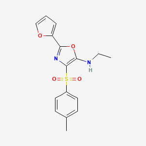 molecular formula C16H16N2O4S B2429382 N-ethyl-2-(furan-2-yl)-4-tosyloxazol-5-amine CAS No. 342433-45-8