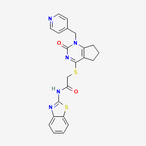 molecular formula C22H19N5O2S2 B2429383 N-(benzo[d]thiazol-2-yl)-2-((2-oxo-1-(pyridin-4-ylmethyl)-2,5,6,7-tetrahydro-1H-cyclopenta[d]pyrimidin-4-yl)thio)acetamide CAS No. 933251-35-5