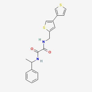 B2429389 N'-(1-Phenylethyl)-N-[(4-thiophen-3-ylthiophen-2-yl)methyl]oxamide CAS No. 2379997-07-4