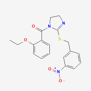 molecular formula C19H19N3O4S B2429396 (2-ethoxyphenyl)(2-((3-nitrobenzyl)thio)-4,5-dihydro-1H-imidazol-1-yl)methanone CAS No. 851808-55-4