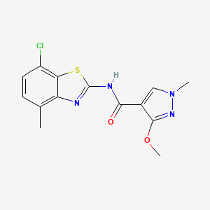 molecular formula C14H13ClN4O2S B2429402 N-(7-氯-4-甲基苯并[d]噻唑-2-基)-3-甲氧基-1-甲基-1H-吡唑-4-甲酰胺 CAS No. 1203147-18-5