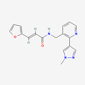 molecular formula C17H16N4O2 B2429404 (E)-3-(furan-2-yl)-N-((2-(1-methyl-1H-pyrazol-4-yl)pyridin-3-yl)methyl)acrylamide CAS No. 2035021-45-3