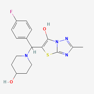 molecular formula C17H19FN4O2S B2429410 5-((4-Fluorophenyl)(4-hydroxypiperidin-1-yl)methyl)-2-methylthiazolo[3,2-b][1,2,4]triazol-6-ol CAS No. 851810-63-4