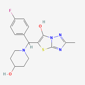 molecular formula C17H19FN4O2S B2429410 5-((4-氟苯基)(4-羟基哌啶-1-基)甲基)-2-甲基噻唑并[3,2-b][1,2,4]三唑-6-醇 CAS No. 851810-63-4