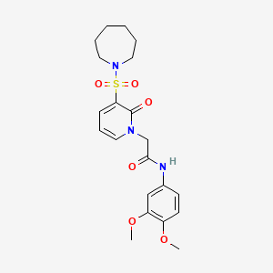 molecular formula C21H27N3O6S B2429497 2-(3-(azepan-1-ylsulfonyl)-2-oxopyridin-1(2H)-yl)-N-(3,4-dimethoxyphenyl)acetamide CAS No. 1251621-36-9