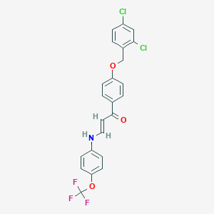 molecular formula C23H16Cl2F3NO3 B2429510 (E)-1-{4-[(2,4-dichlorobenzyl)oxy]phenyl}-3-[4-(trifluoromethoxy)anilino]-2-propen-1-one CAS No. 478033-88-4